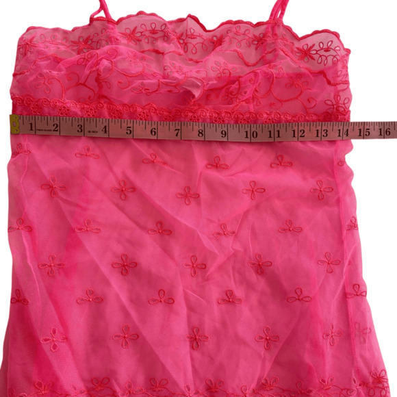 Victoria's Secret Pink Sheer Lace Empire Camisole Lingerie Nightgown Tank Medium - Picture 5 of 6